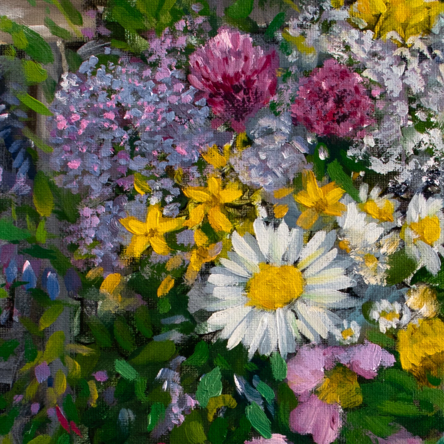 Close up of original painting This moment of a beautiful flower bouquet