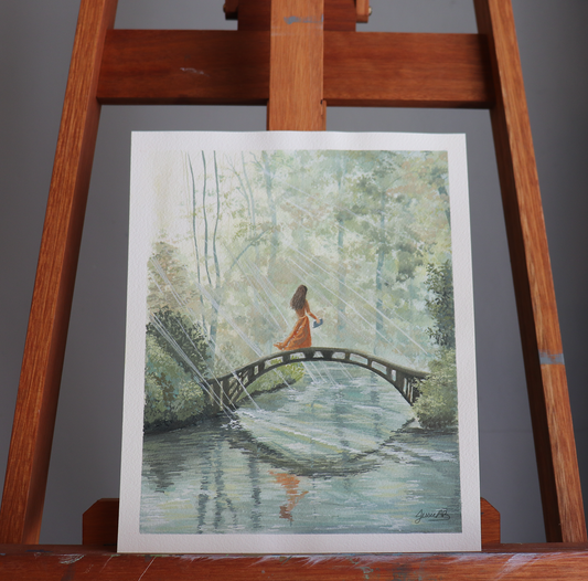 Original painting on my easel named 'Aurora' in natural lighting