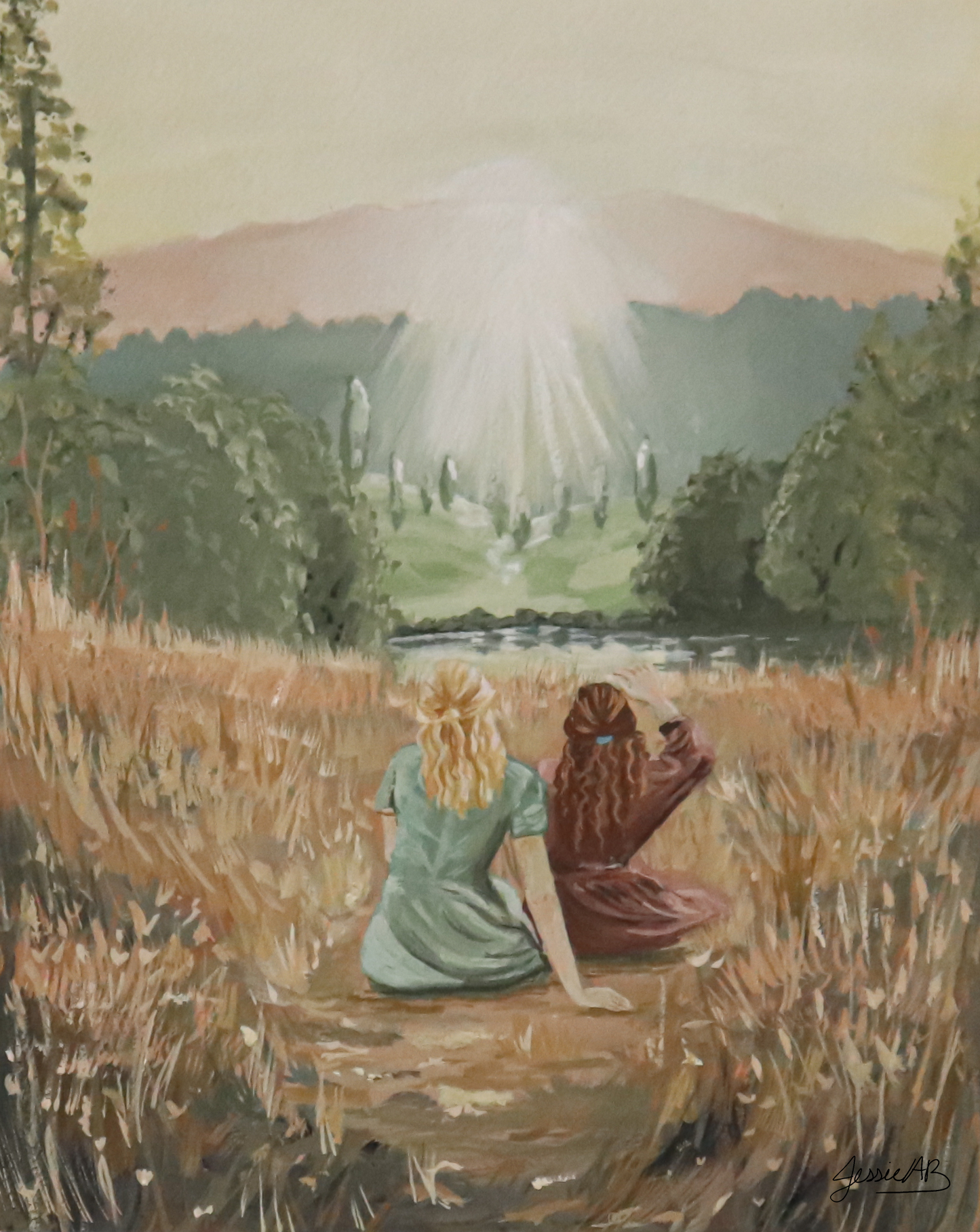 Gentle Whispers is an original 10.5" by 8.5" gouache painting by Jessie Bettersworth.
