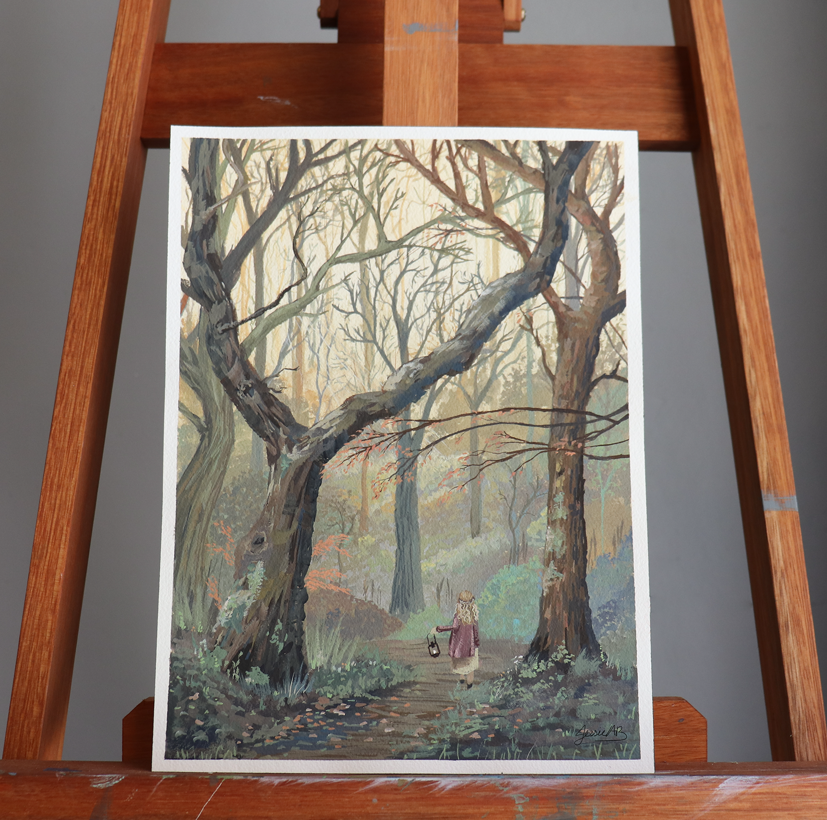 Original painting on my easel named "Passage to Metanoia" in natural lighting