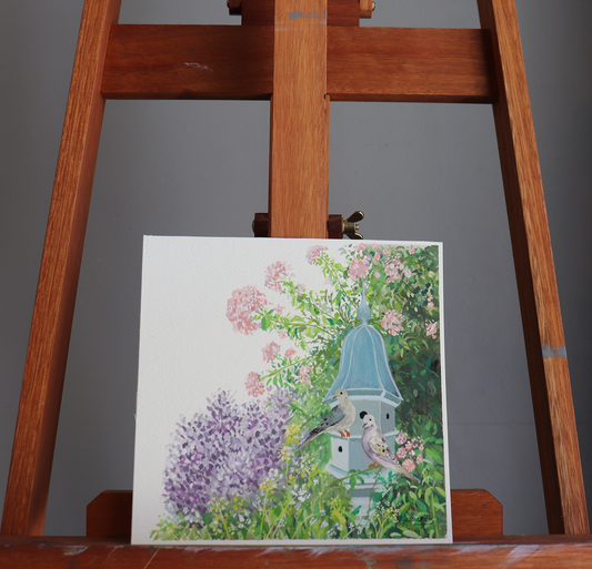 Original painting on my easel named "Tranquil and Calm" in natural lighting